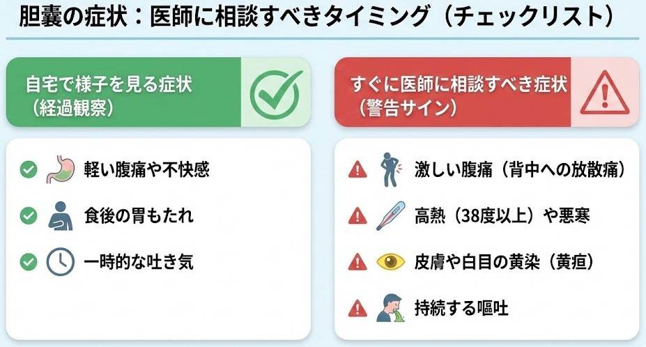 胆嚢・胆石の症状がある場合の受診目安チェックリスト