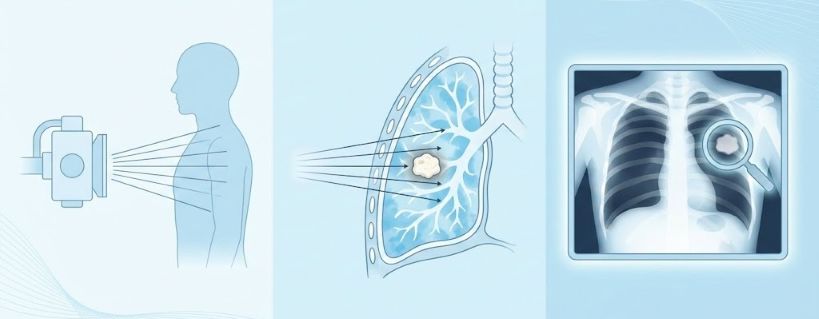胸部X線検査で異常影が検出される仕組みを示す図解