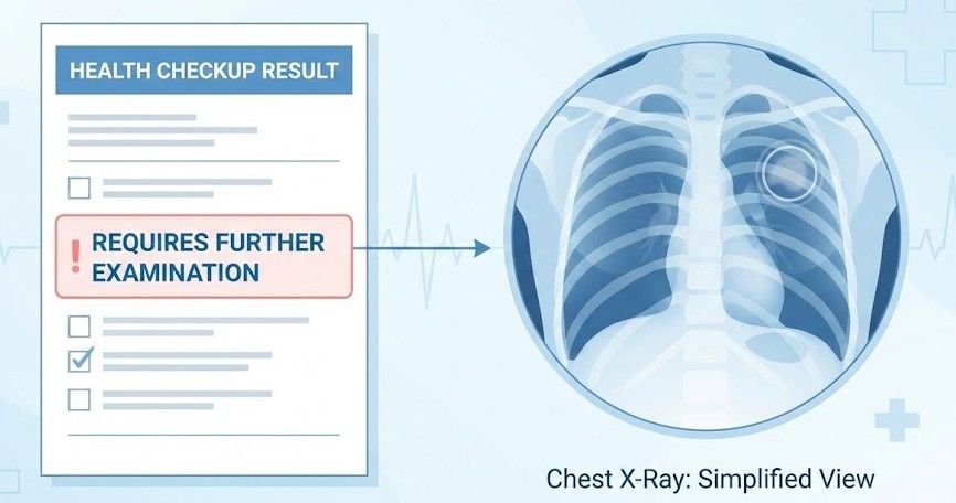 健診結果票と胸部X線画像のイメージ図解